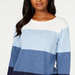 Karen Scott Women's Colorblocked Pullover Sweater  Med Purple Size Small