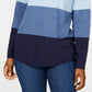 Karen Scott Women's Colorblocked Pullover Sweater  Med Purple Size Small