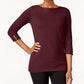 Karen Scott Women's Cotton Boat-Neck Top Red Size Small