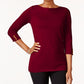 Karen Scott Women's Cotton Boat-Neck Top Wine Size Extra Large