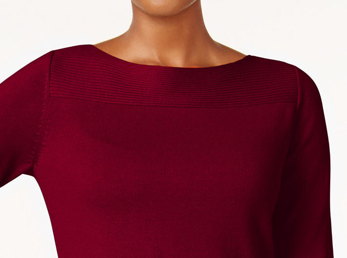 Karen Scott Women's Cotton Boat-Neck Top Wine Size Extra Large