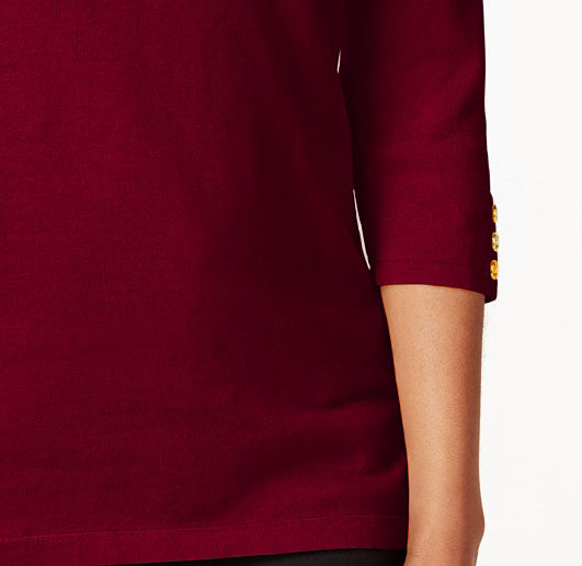 Karen Scott Women's Cotton Boat-Neck Top Wine Size Extra Large