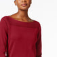 Karen Scott Women's Petite Cotton Button-Trim Sweater Red Size Medium