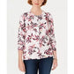 Karen Scott Women's Leaf-Print Cardigan White Size X-Large