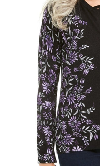 Karen Scott Women's Floral-Print Button-Up Cardigan Purple Size Small