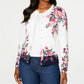 Karen Scott Women's Floral-Print Cardigan White Size Medium