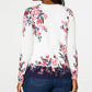 Karen Scott Women's Floral-Print Cardigan White Size Medium