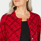 Karen Scott Women's Pamela Plaid Cardigan Bright Red Size Petite Small