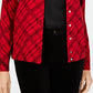 Karen Scott Women's Pamela Plaid Cardigan Bright Red Size Petite Small