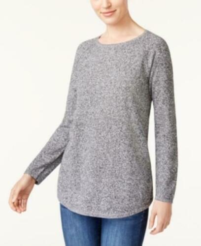 Karen Scott Women's Cotton Marled Curved-Hem Top Natural Size Large