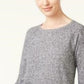 Karen Scott Women's Cotton Marled Curved-Hem Top Natural Size Large