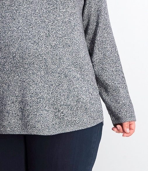 Karen Scott Women's Cotton Marled Curved-Hem Top Winter Grey Mrl Size Medium