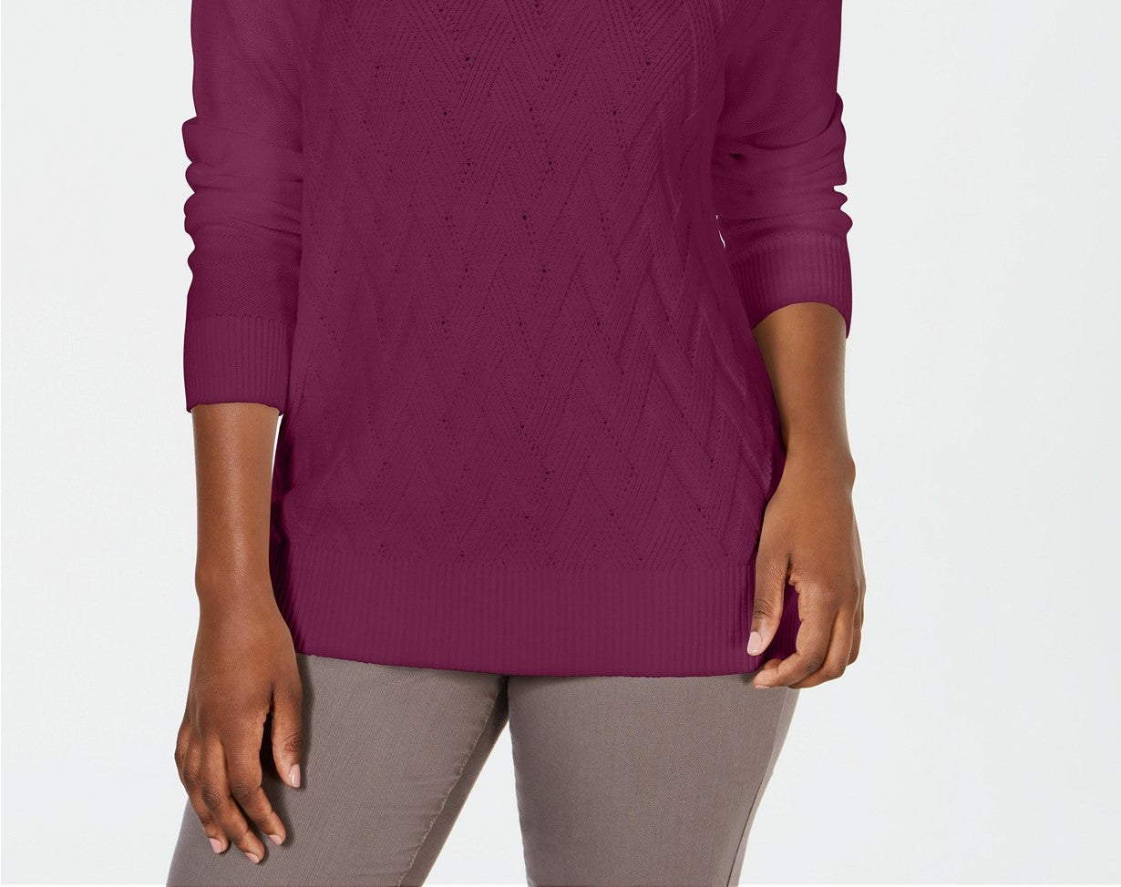 Karen Scott Women's Basket-Stitch Sweater Purple Size Medium