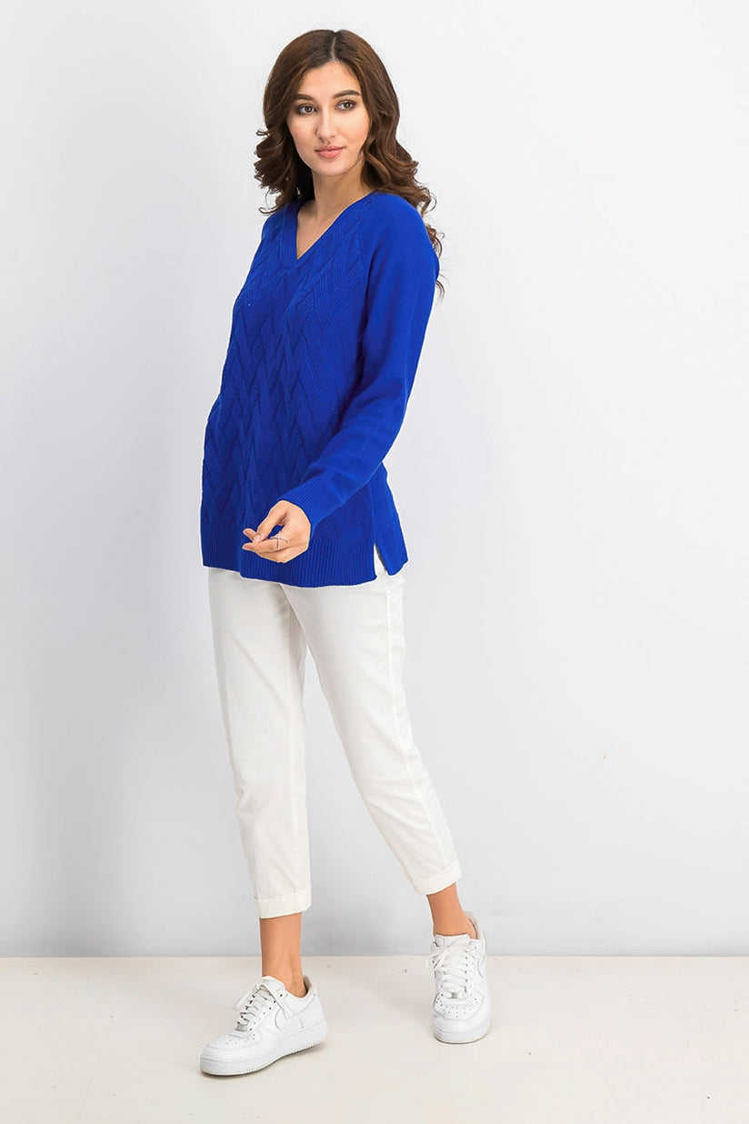Karen Scott Women's Basket Stitch Sweater Bright Blue Size X-Small
