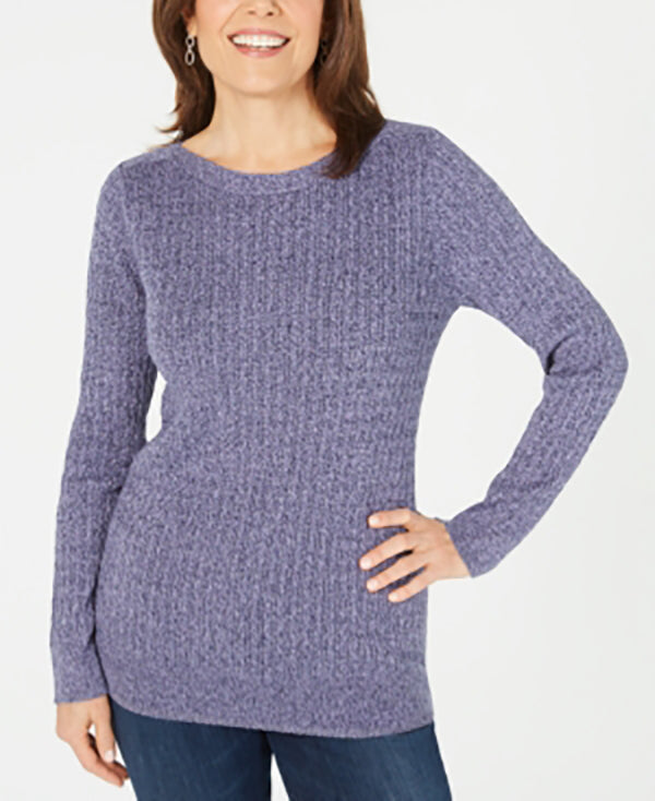Karen Scott Women's Boat-Neck Cotton Sweater Purple Size X-Large