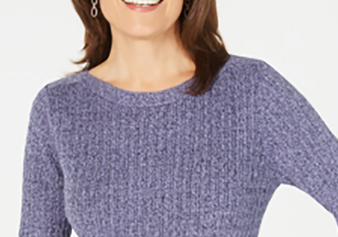 Karen Scott Women's Boat-Neck Cotton Sweater Purple Size X-Large