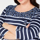 Karen Scott Women's Plus Size Printed 3/4-Sleeve Top Blue Size Extra Large