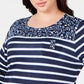 Karen Scott Women's Plus Size Printed 3/4-Sleeve Top Blue Size 2 Extra Large