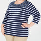 Karen Scott Women's Printed 3/4-Sleeve Top Blue Size 3X