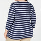 Karen Scott Women's Scoop Neck Printed Top Navy Size 0X