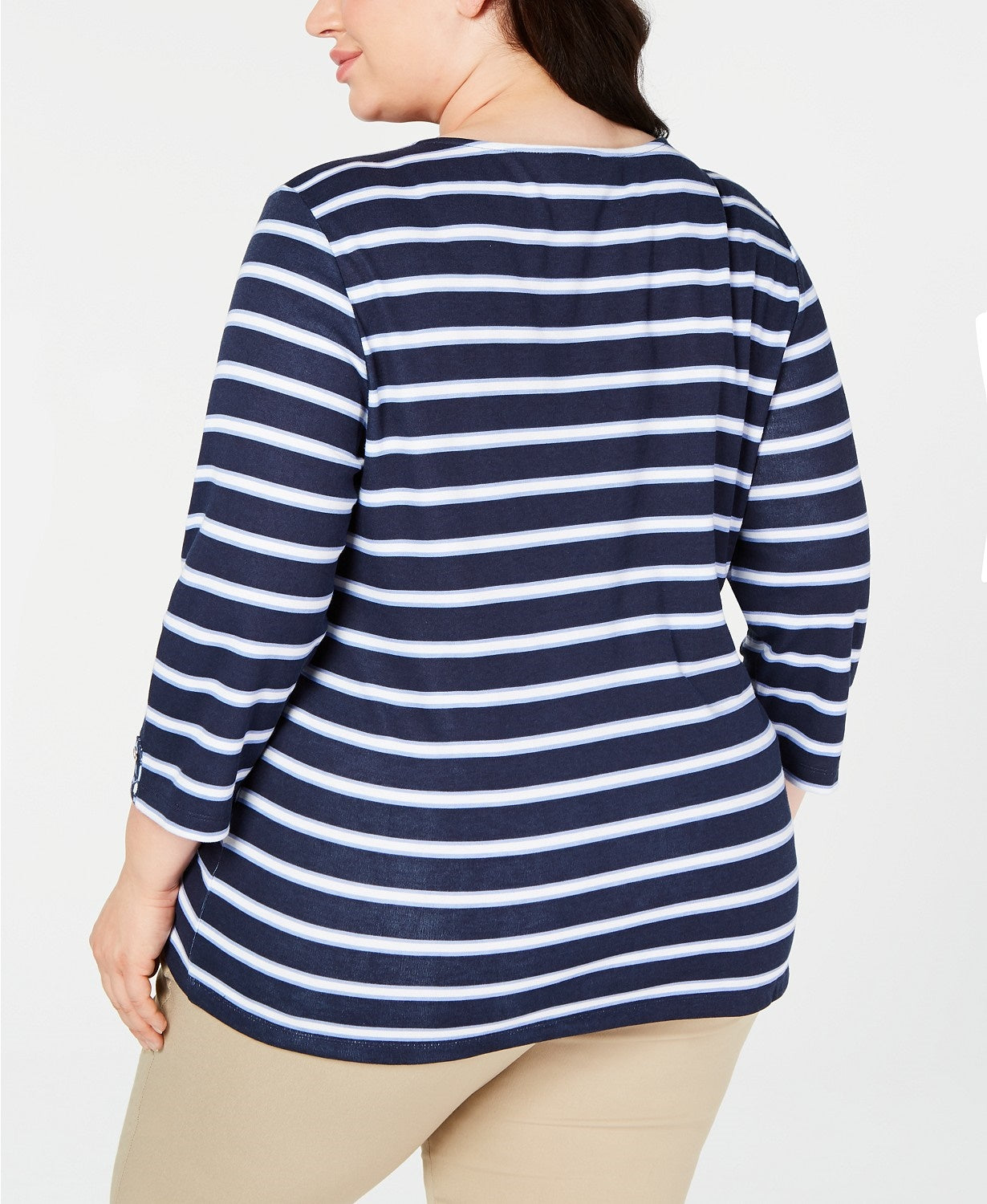 Karen Scott Women's Scoop Neck Printed Top Navy Size 0X