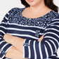Karen Scott Women's Scoop Neck Printed Top Navy Size 0X