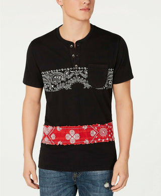 American Rag Men's Bandana Stripe Henley Black Size Large