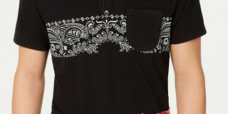 American Rag Men's Bandana Stripe Henley Black Size Large