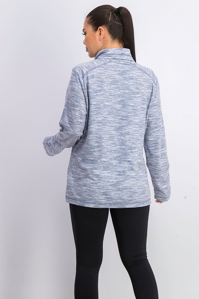 Karen Scott Women's Sport Space-Dyed Cowlneck Top  Blue Size Small