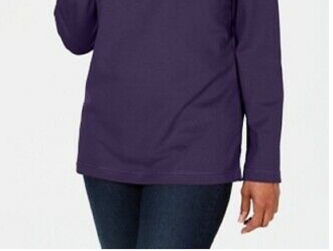 Karen Scott Women's Sport Space-Dyed Cowlneck Top Navy Size Large