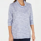 Karen Scott Women's Funnel-Neck Space-Dyed Top Navy Size X-Large