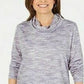 Karen Scott Women's Sport Space Dyed Cowlneck Top Grey Size Small