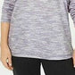 Karen Scott Women's Sport Space Dyed Cowlneck Top Grey Size Small