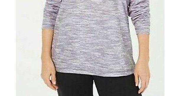 Karen Scott Women's Sport Space Dyed Cowlneck Top Grey Size Small