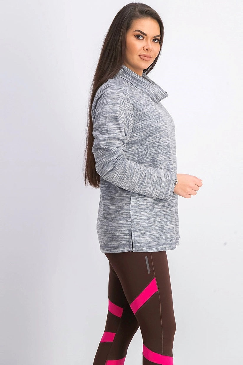 Karen Scott Women's Sport Space-Dyed Cowlneck Top Med Gray Size Extra Large