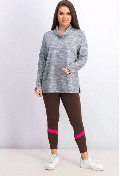 Karen Scott Women's Sport Space-Dyed Cowlneck Top Gray Size XX-Large