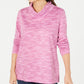 Karen Scott Women's Sport Space-Dyed Cowlneck Top Pink Size X-Large