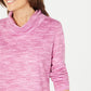 Karen Scott Women's Sport Space-Dyed Cowlneck Top Red Size Medium