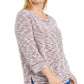 Karen Scott Women's Marled Textured Sweatshirt Red Size Small