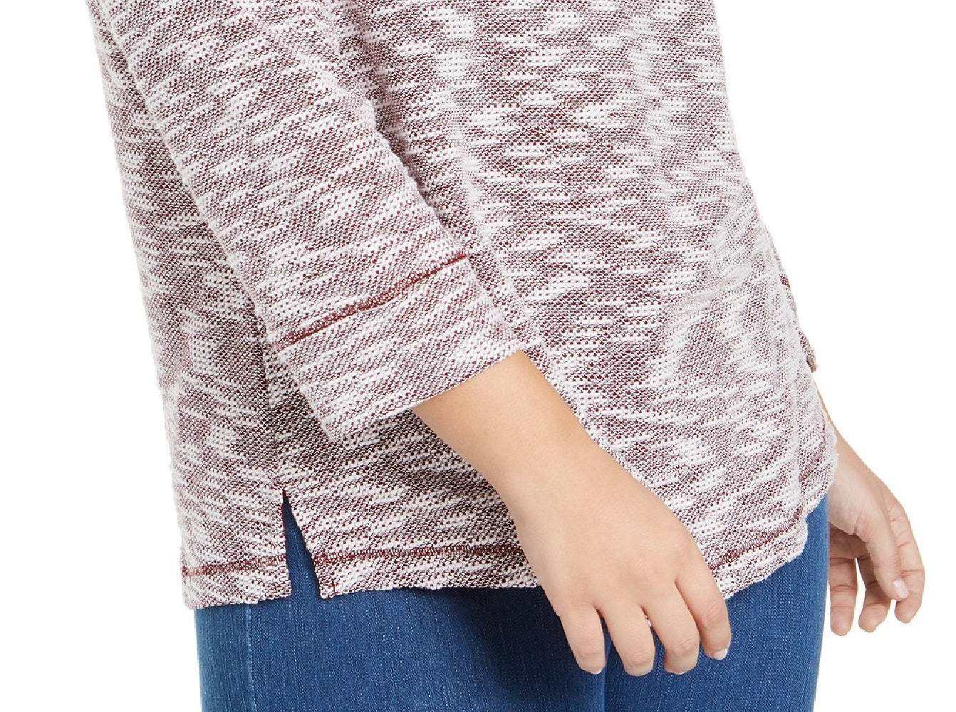 Karen Scott Women's Marled Textured Sweatshirt Red Size Small