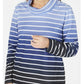 Karen Scott Women's Sport Ombre Striped Cowlneck Top Navy Size Large