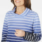 Karen Scott Women's Sport Ombre Striped Cowlneck Top Navy Size Large