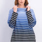 Karen Scott Women's Ombre Striped Cowlneck Top Navy Size XX-Large