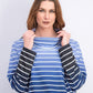 Karen Scott Women's Ombre Striped Cowlneck Top Navy Size XX-Large