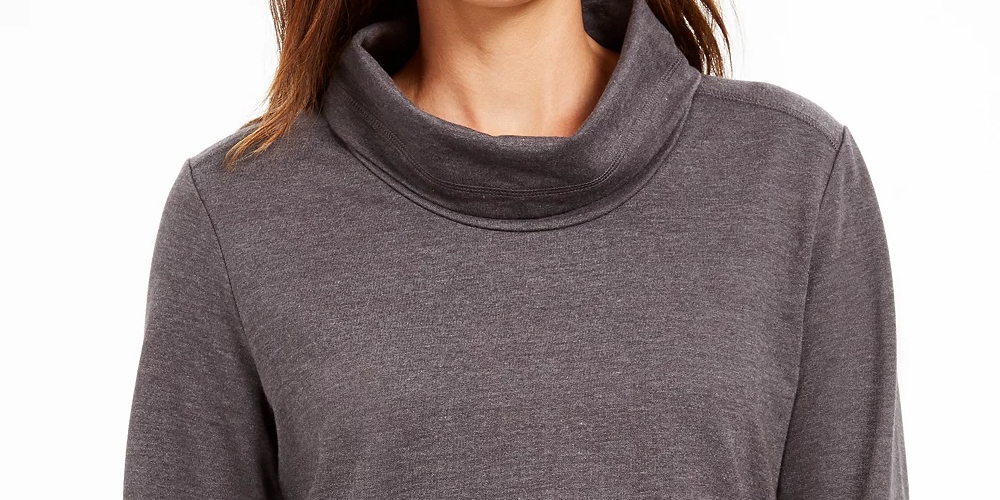 Karen Scott Women's Sport Cowl-Neck Top Charcoal Size XX Large