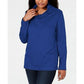 Karen Scott Women's Sport Cowl-Neck Top Blue Size Large