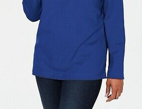 Karen Scott Women's Sport Cowl-Neck Top Blue Size Large