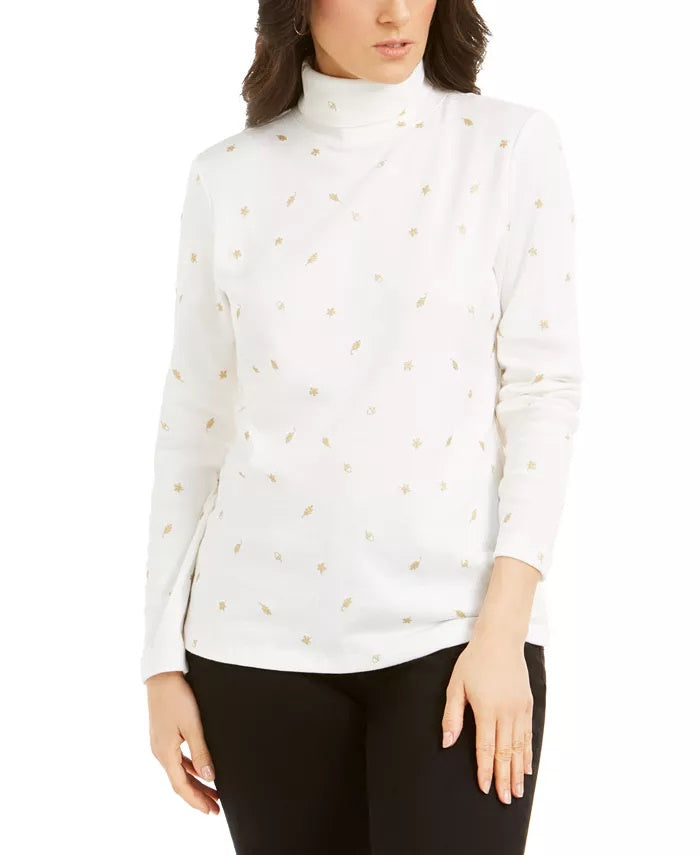 Karen Scott Women's Autumn Wind Turtleneck Sweater White Size X-Large