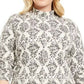 Karen Scott Women's Plus Size Printed Mock-Neck Top Gray Size 1X