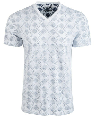 American Rag Mens Geometric Print V-Neck T-Shirt White Size 2 Extra Large